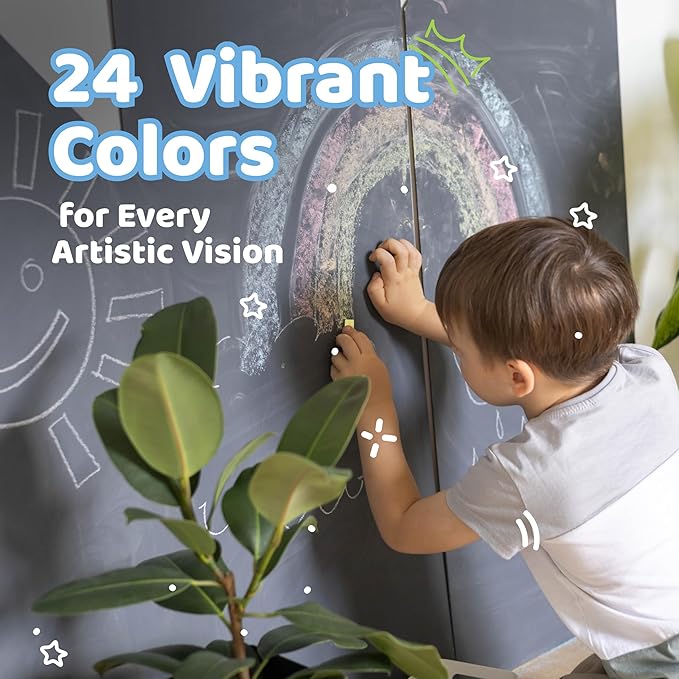 Neliblu 24-Piece Soft Pastels for Kids - Multi Color Pastel Chalk for Art Painting - Pastel Sticks Suitable on Paper, Blackboards, Sidewalk Blocks - For Kids, Adults, Professional Artists