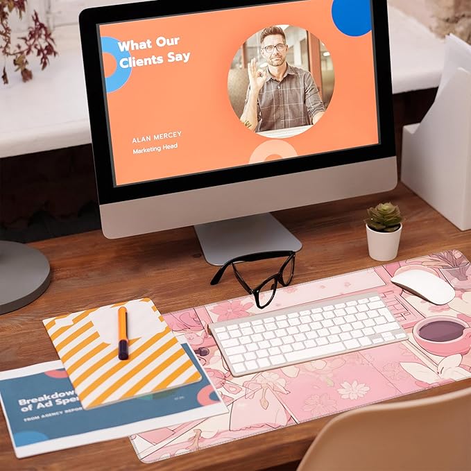 Large Gaming Mouse Pad for Desk,Pink Kawaii Anime Girl Desk Desk Mat,Kawaii Anime Desktop Desk Pad,Extended Big Computer Keyboard Mouse Pad with Non-Slip Base and Stitched Edge,31.5"x11.8"