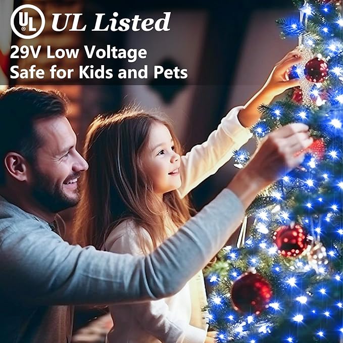 1500 LED 470FT Christmas Lights Outdoor, Christmas String Fairy Lights with Timer & Memory, Waterproof 12 Modes Dimmable Twinkle Tree Lights for Home Patio Wedding Party Yard Xmas Decorations, Blue