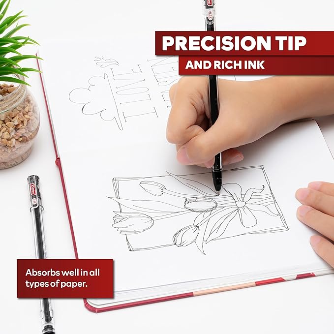 XFasten 0.38mm Gel Pens 72-Pack Japanese-Style Extra-Fine Black Gel Ink Ballpoint, Smooth Ink Flow, Smudge-Free, Quick-Drying, No Smear for Journaling, Note-Taking, Office, and School