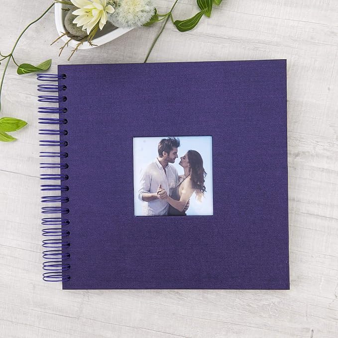 10 x 10 Inch DIY Scrapbook Photo Album with Cover Photo 80 Pages Hardcover Craft Paper Photo Album for Guest Book, Anniversary, Valentines Day Gifts (Purple, 10 x 10 inch)