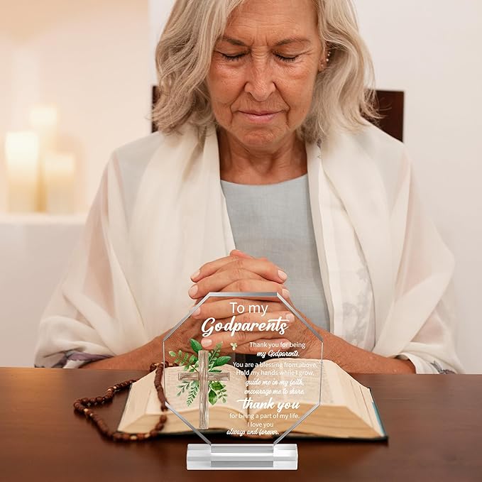 Yopyame Acrylic Gift Godparents Gift for Women Thank You for Being My Godparents Gift Godparent Gifts from Godchild Godparents Office Desk Decor Birthday Keepsake Gift for Godparents