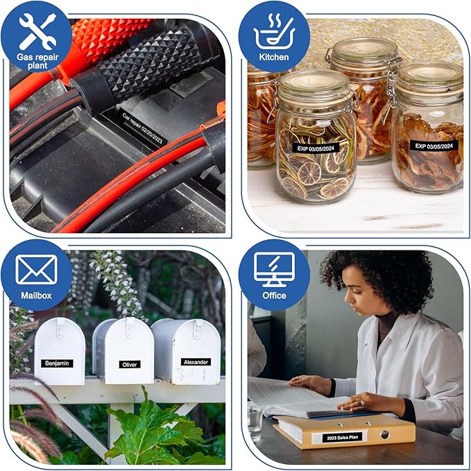 Labelife Replace for Dymo D1 Label Maker Refills White on Black 1/2'' x 23' D1 45021 S0720610 Compatible with DYMO LabelManager 160 210D 260P 280 360D 420P 450D COLORPOP, 5-Pack