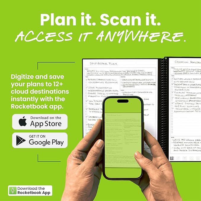 Rocketbook Flex Reusable Planner, Smart Undated, Daily, Weekly, Monthly, Annual Calendar Templates, Letter Size 8.5x11, Navy Blue (Pack of 1)