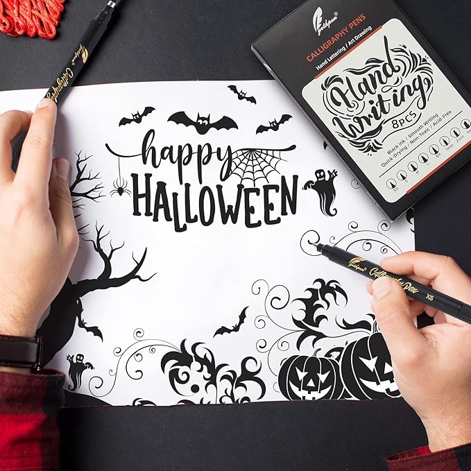 Calligraphy Pen,Calligraphy Pens for Writing, Brush Pens Calligraphy Set for Beginners, Calligraphy markers, Black Archival Ink Pens,Hand Lettering Pen for Art Drawing, Sketching,Scrapbooking