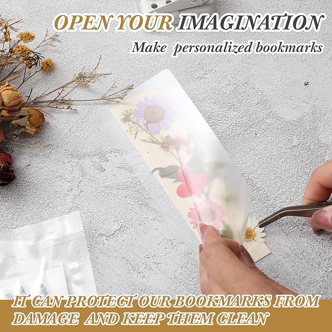 150 Pcs DIY Pressed Dried Flower Bookmark Making Kit, DIY Bookmark Bulk Thanksgiving Teacher Gifts for Reading Women Book Lovers(2 x 6 Inch,Red Color)