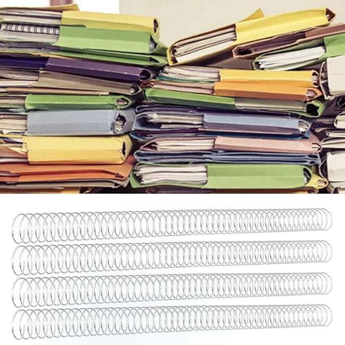 100pcs Total Spiral Binding Coil, 170 Sheets Capacity 4:1 Pitch and 48 Loops 360 Degree Rotation Wire Binding Spines for Size Paper of 8.5 x 11inch, Set Kit for A4 (Silver)