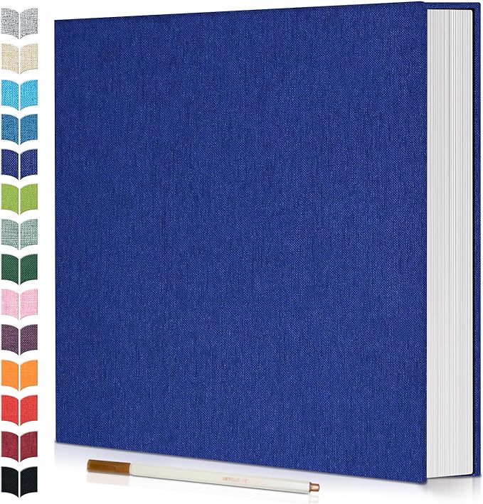 Photo Album Self Adhesive Scrapbook,Large Photo Book for 4x6,5x7,8x10 Pictures,DIY Album for Baby Wedding Family Travel Birthday,with Metallic Pen and Scraper