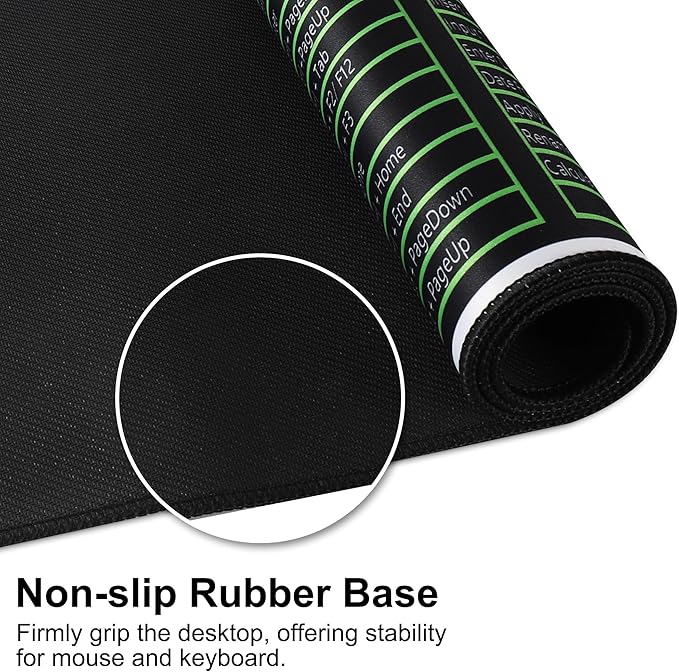 Excel Cheat Sheet Desk Pad,Excel Mouse Pad Shortcuts,Large XXL Mouse pad Gaming|Desk mat for Keyboard and Mouse| Non-Slip Computer mat with excel Shortcuts,PC Office Spreadsheet Keyboard Mat