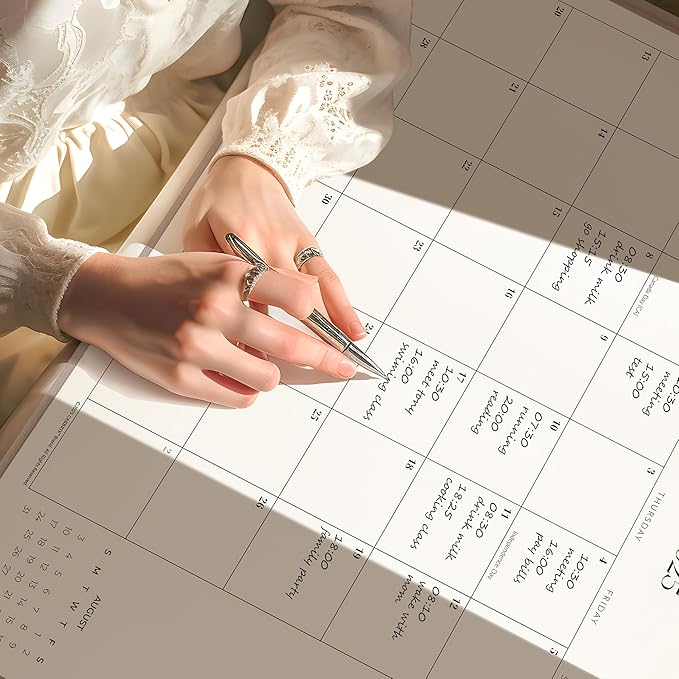 Simplified Desk Calendar 2025-2026 with Desktop Mat, Cabbrix Large Desk Pad Calendar 21" x 16-1/2" Runs From July 2025 to December 2026, Desk Blotter Calendar for Home School and Office (Apricot)