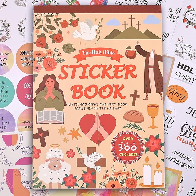 300+ Inspirational Christian Stickers, Waterproof Bible Verse Jesus Stickers for Water Bottles Laptop Scrapbook Journaling Planner, Bible Study Vision Board Supplies Christian Easter Gifts for Women