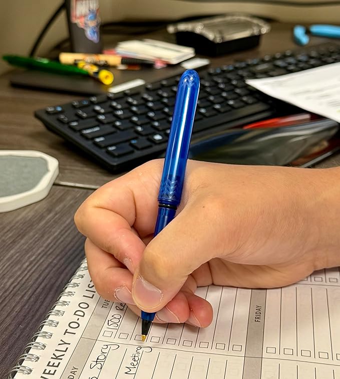 The USA Made Compact Pen – 4 Pack of Translucent Jewel Toned Aesthetic Ballpoint Pens – Chic, Compact & Colorful – for Stationery, School, Work or Journals (Sapphire)