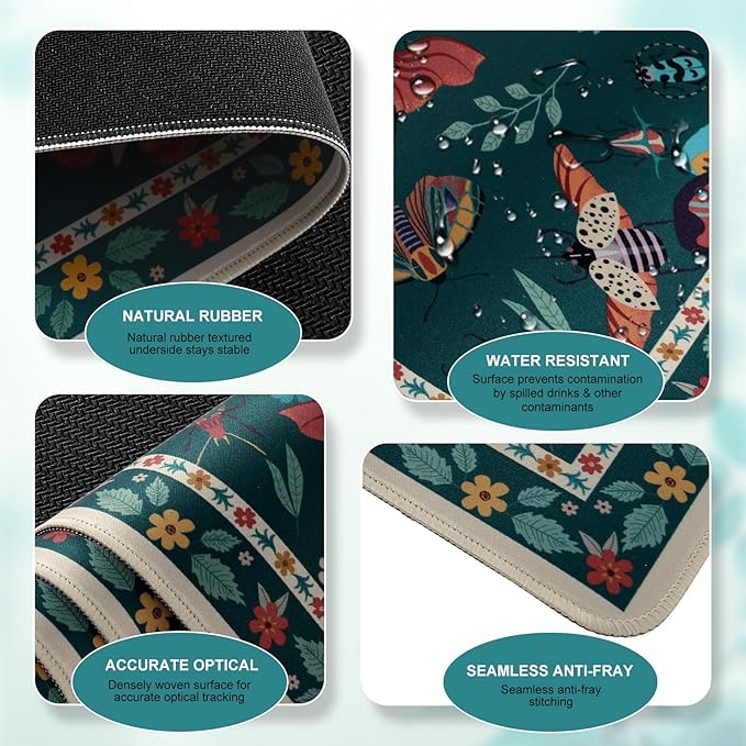 iCasso Large Mouse pad for Desk, Computer Desk Mat, 3Pcs XXL Keyboard and Mouse Pad + Keyboard Wrist Rest, Desk Matt for Desktop, Easy Typing Pain Relief Ultra Thick Mousepad Keyboard Mat(Green)