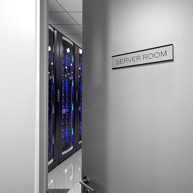 Providence Engraving Personalized Desk Name Plates - Custom Office Wall or Desk Name Plates With Aluminum Holder With Two Lines of Laser Engraved Text, 2" x 10"