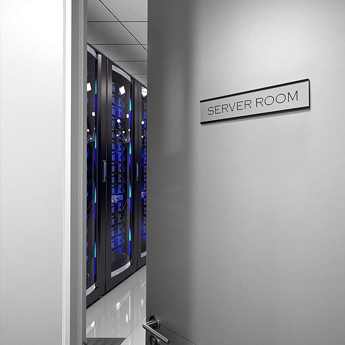 Providence Engraving Personalized Desk Name Plates - Custom Office Wall or Desk Name Plates With Aluminum Holder With Two Lines of Laser Engraved Text, 2" x 8"