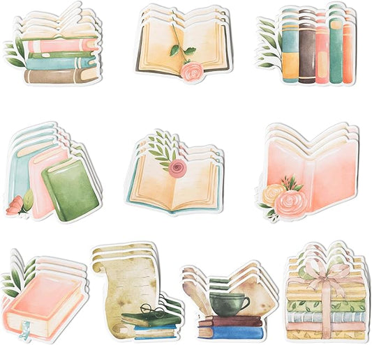 Xqumoi 30 Pack Book Lover Sticky Notes - Book Club Self Sticky Notepads Cute Writing Memo Pads for Back to School Office Supplies Teacher Appreciation Librarian Bookish Gift Birthday Party Favors