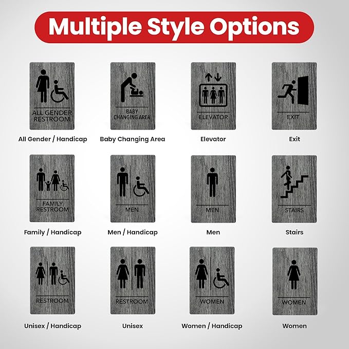 Promot Stair Sign – ADA Braille Stairway Sign for Business, Self-Adhesive, 9" x 6", Commercial Door Signage, Office Wall Decor - Classic Grey