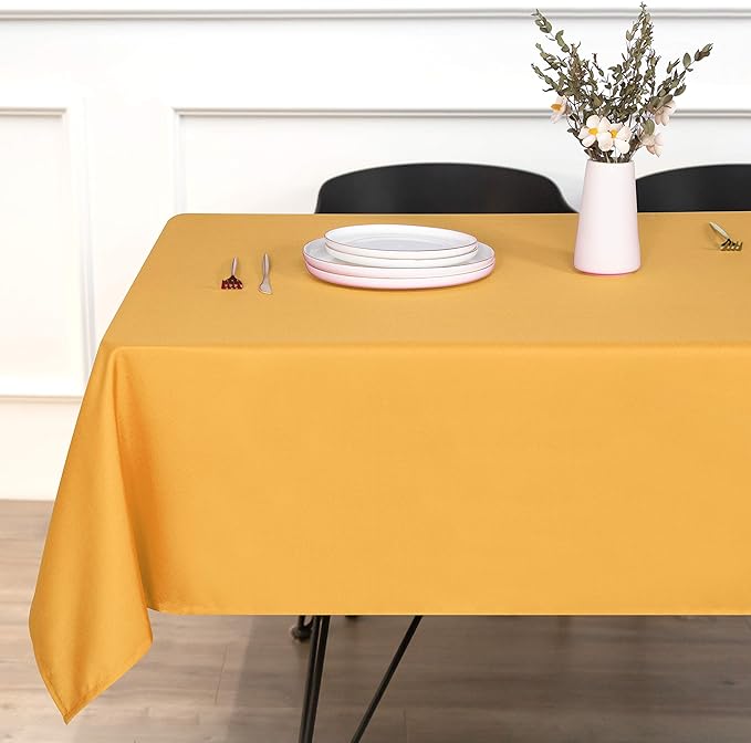 sancua Rectangle Tablecloth - 60 x 60 Inch - Stain and Wrinkle Resistant Washable Polyester Table Cloth, Decorative Fabric Table Cover for Dining Tables, Buffet Parties and Camping, Gold