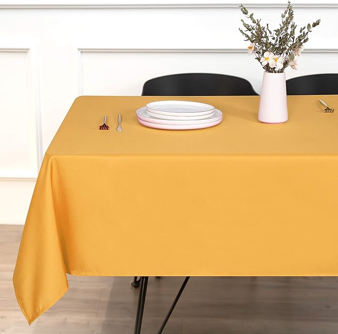 sancua Rectangle Tablecloth - 54 x 78 Inch - Stain and Wrinkle Resistant Washable Polyester Table Cloth, Decorative Fabric Table Cover for Dining Tables, Buffet Parties and Camping, Gold