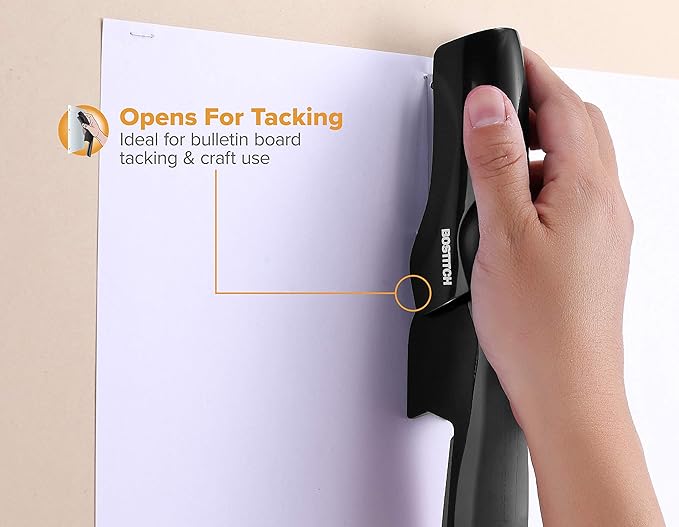 Bostitch Office Heavy Duty Stapler, 40 Sheet Capacity, No Jam, Half Strip, Fits into the Palm of Your Hand, For Classroom, Office or Desk, Black, 3-Pack