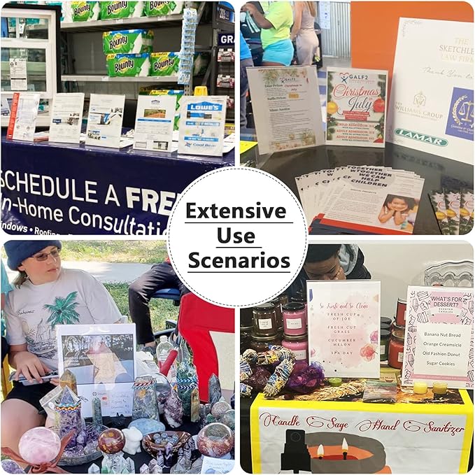 MaxGear Acrylic Sign Holder, Clear Sign Holders Plastic Display Stand 8.5 x 11 Inches Slant Back Countertop Display Picture Frames for Menus, Flyer, Use In Office, Store, 5 Pack