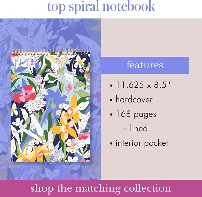 kate spade new york Large College Ruled Notebook, Top Spiral Notebook with 160 Pages, 11.75" x 8.5" Writing Pad, Paint by Numbers