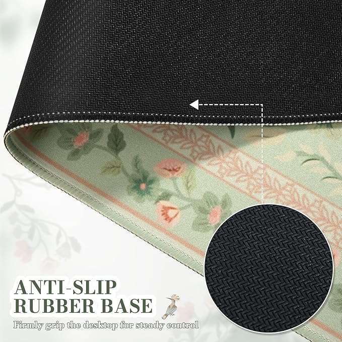 iCasso Desk Mat for Keyboard and Mouse, Large Mouse Pad, Desk Pad Mat, Anti-Slip Big Mousepad with Stitched Edges for Computer Desktop(Light Green)