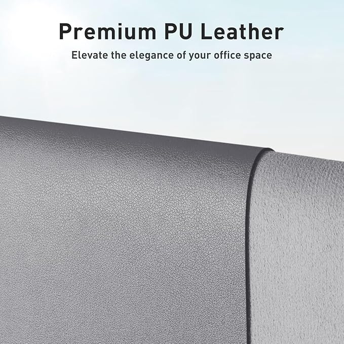 Aothia Leather Desk Pad Protector, Mouse Pad, Office Desk Mat, Non-Slip PU Leather Desk Blotter, Laptop Desk Pad, Waterproof Desk Writing Pad for Office and Home (48"x17", Light Grey)