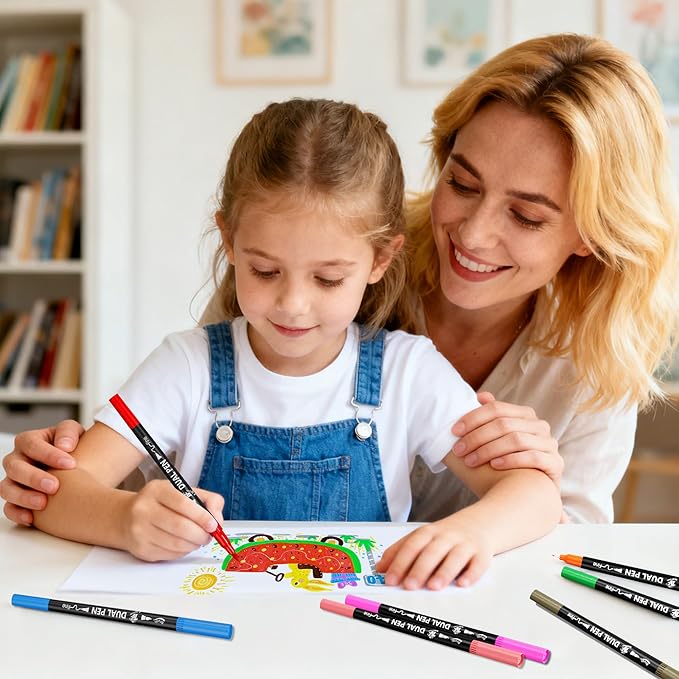 TBC The Best Crafts Dual Markers Brush Pens Set, 120 Art Markers Christmas Gifts for Adult Book Cards Drawing Craft Kit Teacher Office Supplies (120 Colors)