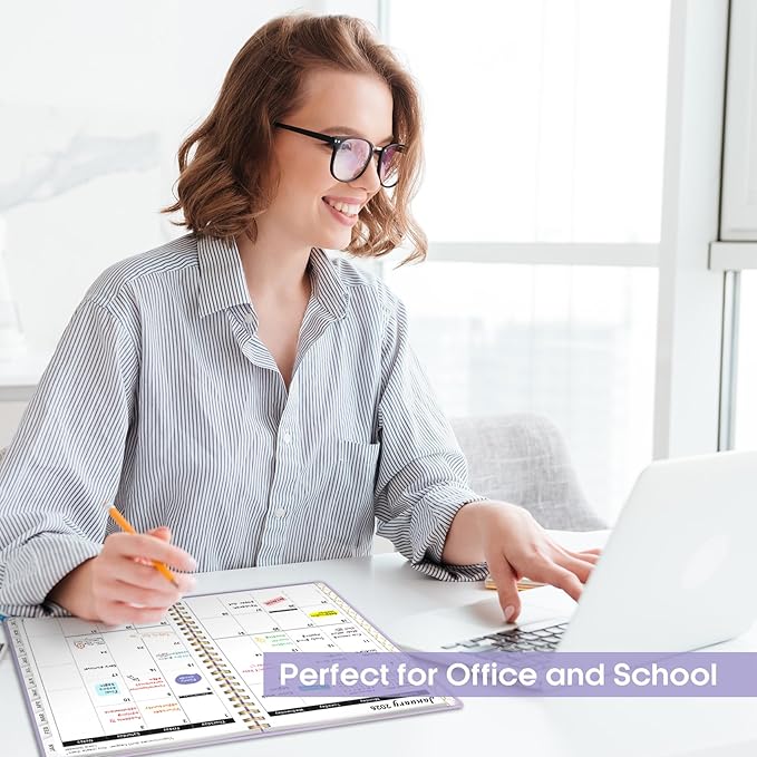 2026 Planner, Weekly and Monthly Calendar Planner, January 2026 - December 2026, Hardcover 2026 Calendar Planner Book with Tabs For Women & Men, Inner Pocket, Spiral Bound, Perfect for Office Home School Supplies - A4 (8.5" x 11"), Purple