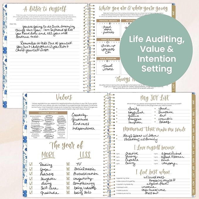 bloom daily planners 2026 Planner (January to December) - 8.5” x 11” Weekly & Monthly Dated Agenda Organizer Book with Stickers & Tabs - Flexible Soft Cover - Blue & White Floral