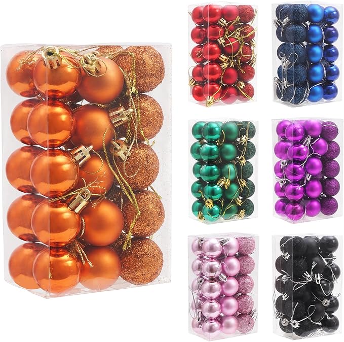30ct Halloween Ball Ornaments, 1.18" Shatterproof Halloween Tree Decorations, Perfect Hanging Ball for Indoor/Outdoor Holiday Party Decor(Orange)