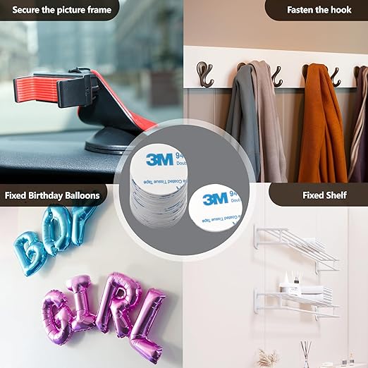 Round 3M Double Sided Adhesive Pads,200 Pack Double Sided Sticky Pads Super-Sticky Adhesive Foam Pads，1.06 x 1.06 Inch Strong Pad Heavy Duty Mounting Adhesive