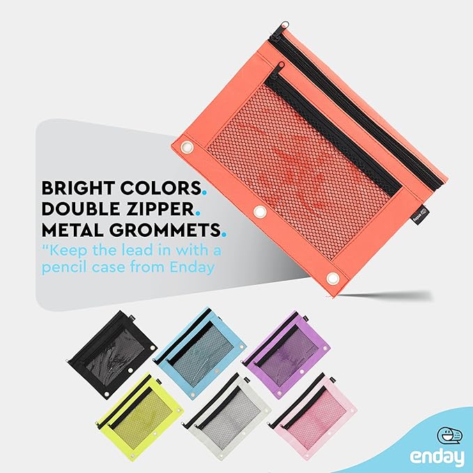 Enday Red Pencil Pouch For 3 Ring Binder, Zippered Binder Pencil Pouches, 3 Ring Pencil Pouch for Binder, Pencil Case for Binder, Large Pencil Bags for School, Home, and Office