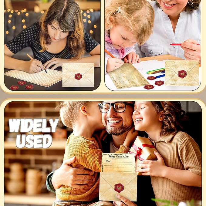 TaoBary 160 Pcs Stationery Paper Set 50 Double Sided Stationery Papers with 50 Matching Envelopes and 60 Round Dot Sticker, 10 Design(Light Vintage,8.5 x 11 Inch)