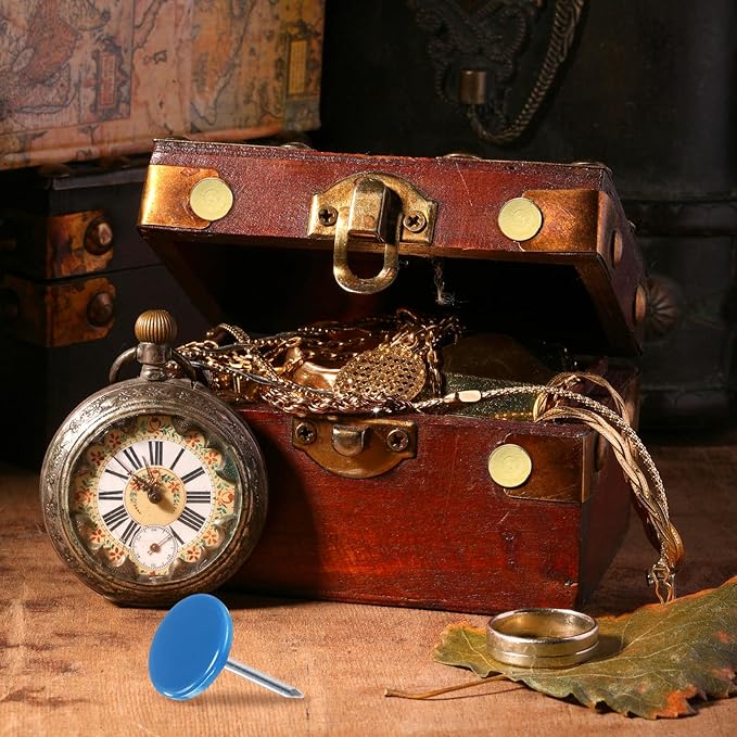 uxcell 120Pcs Push Pins, 11mmx17mm Round Flat Head Decorative Thumb Tacks Upholstery Tacks for Cork Board Office Wall Hangings, Blue