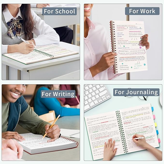 AHGXG Spiral Notebook College Ruled - Spiral Journal A5 Smal Notebooks for Work, 100GSM Thick Paper, Plastic Hardcover, for Office School Writing Notes,5.7" x 8.3", Green