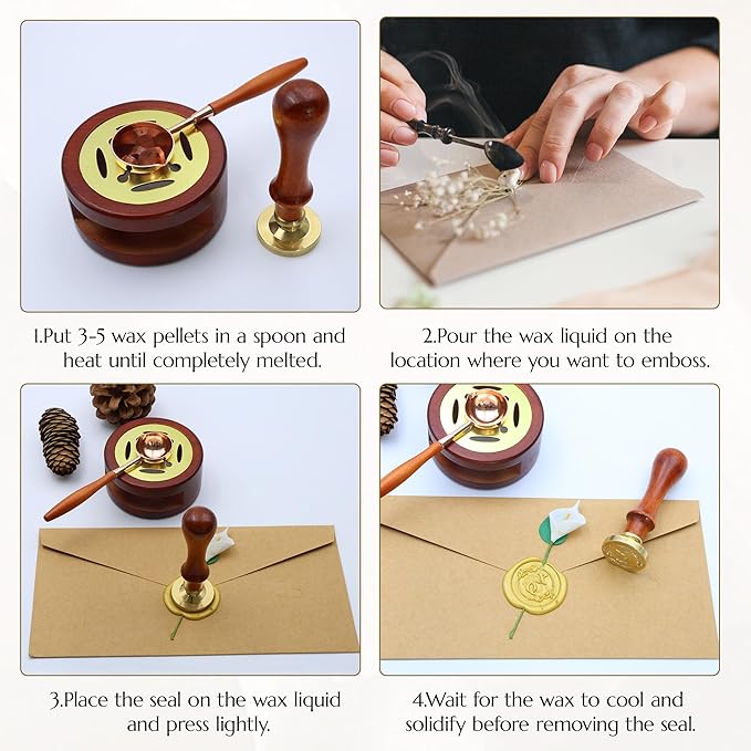 Custom Wax Seal Stamp, Personalized Wax Seal Stamp Kit, Create Your Own Design/Logo/Letter Customization, for Wedding, Invitation, Party, Envelopes, Gift Wrapping, Idea Gift