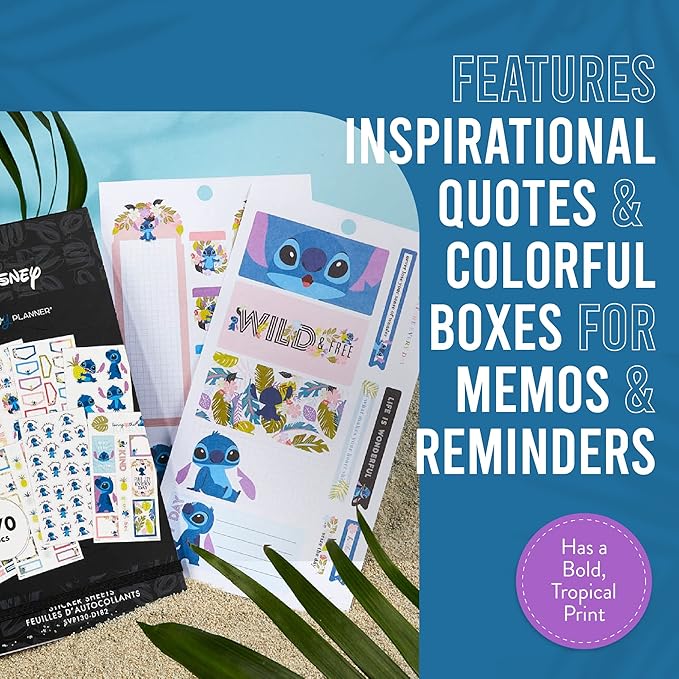 Happy Planner Disney Stickers, Aloha Stitch–Theme Stickers, Planner Accessories, Sticker Set for Calendars and More, Exclusively Sold on Amazon, 30 Sheets