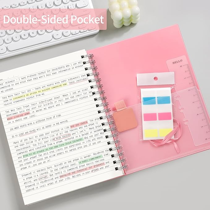 AHGXG Spiral Notebook College Ruled - Large Spiral Journal Notebook B5 7.48" × 10.15", 300 Pages, 100GSM Thick Paper, Plastic Hardcover, for Work Office School Writing Notes,Pink