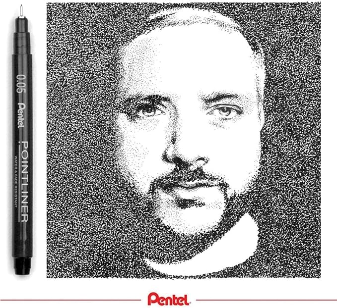 Pentel Arts Pointliner Pen, (0.05mm), Black Ink, Box of 12 Pens (S20P-05A)