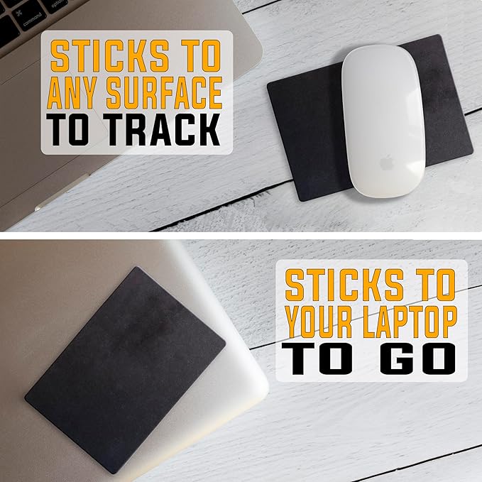 Adhesive Mouse Pad by Gecko Travel Mouse Pad - Sticks to Any Surface - Stick On Portable - Webcam Covers and Screen Cleaner Included (Black)