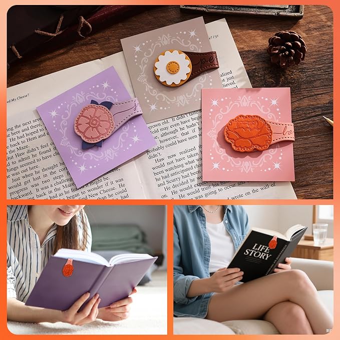 3 PCS Fruit of Spirit Magnetic Leather Bookmarks, Floral Patterns (Love Joy Peace) of Galatians, Bible-Inspired Page Markers, Double-Sided Clips, Gift for Book Lovers, Students, Book Accessories