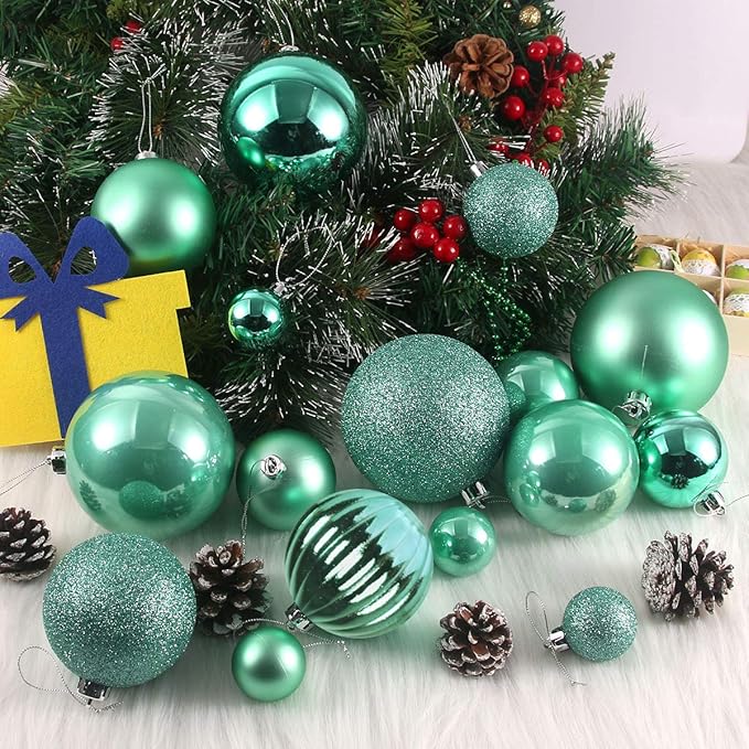 Teal 2.5" Christmas Balls Christmas Tree Decoration Ornaments Shatterproof Hanging Balls for Birthday Halloween Holiday Wedding Decorations Set of 18pcs