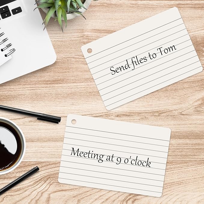 6 Pack 360 Pcs 4x6 Inch Lined Flash Cards with Binder Rings (60 Sheets Each Pack), Ruled Index Cards Study Cards 4x6 Lined Note Cue Cards for Studying, School, Memory