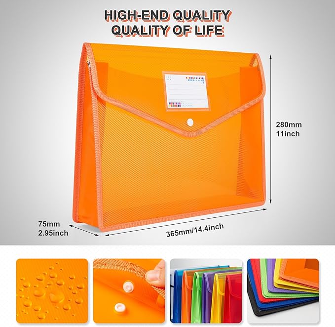 Plastic File Folders, Waterproof Transparent Expandable File Organiser, Portable Large Capacity A4B4 File Wallet for Office Business School (7 Pack)