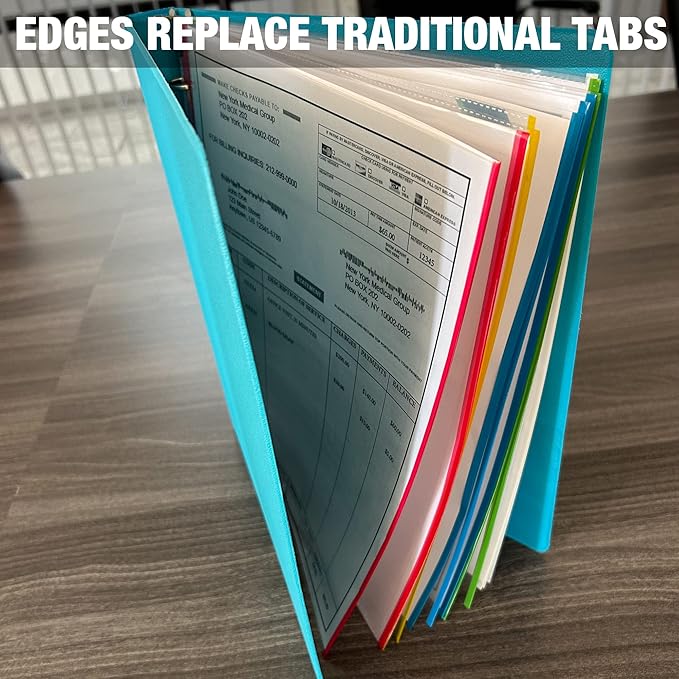 Samsill Color Edge Sheet Protectors 8.5 x 11 Inch, Page Protectors for 3 Ring Binder, Standard Weight, Clear Sheet Protector, Letter Size, Top Loading, Acid Free, 200 Pack
