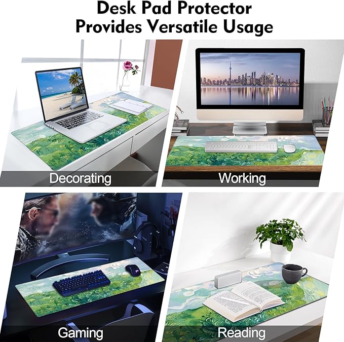 Galdas Gaming Mouse Pad XXL XL Large Long Extended Big Mousepad Non-Slip Rubber Keyboard Mouse Pad with Stitched Edges for Laptop Home Office (31.5x11.8x0.08 Inch) … (Summer Cure)