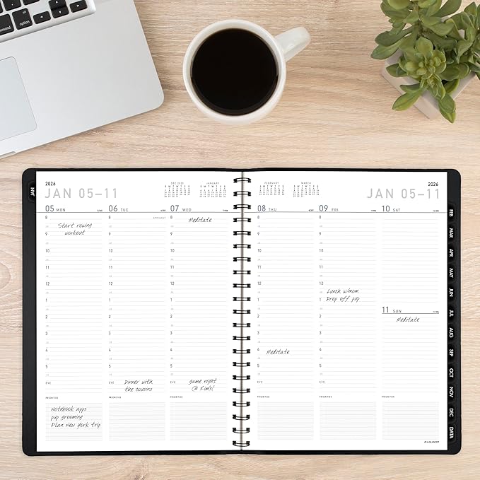 AT-A-GLANCE 2026 Appointment Book Planner, Weekly & Monthly, 8.25" x 11", Large, Half-Hourly, Contemporary, Black (70950X0526)