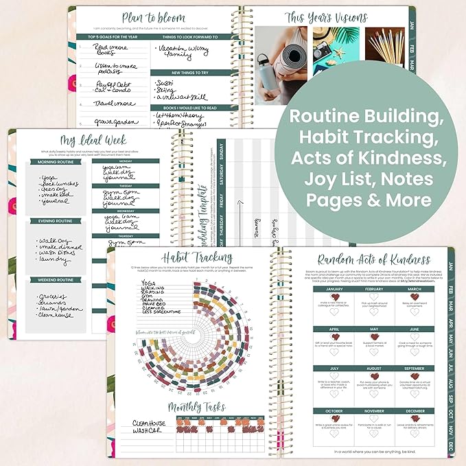 bloom daily planners 2026 Planner (January to December) - 8.5” x 11” Weekly & Monthly Dated Agenda Organizer Book with Stickers & Tabs - Flexible Soft Cover - Pink Poppies